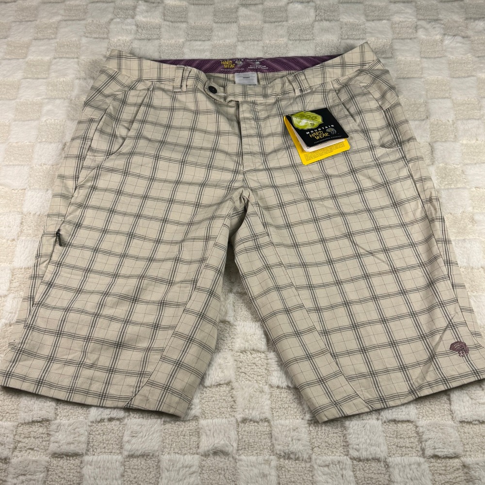 Mountain Hardwear Womens Around Townie Plaid Shorts Size 10 Organic Cotton Blend